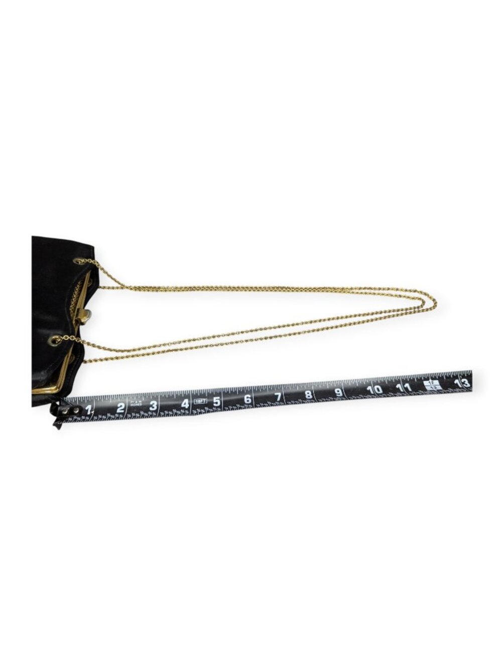 Ande Classic Black Shoulder Evening Bag with Adjustable Gold Tone Chain Strap - Picture 15 of 15